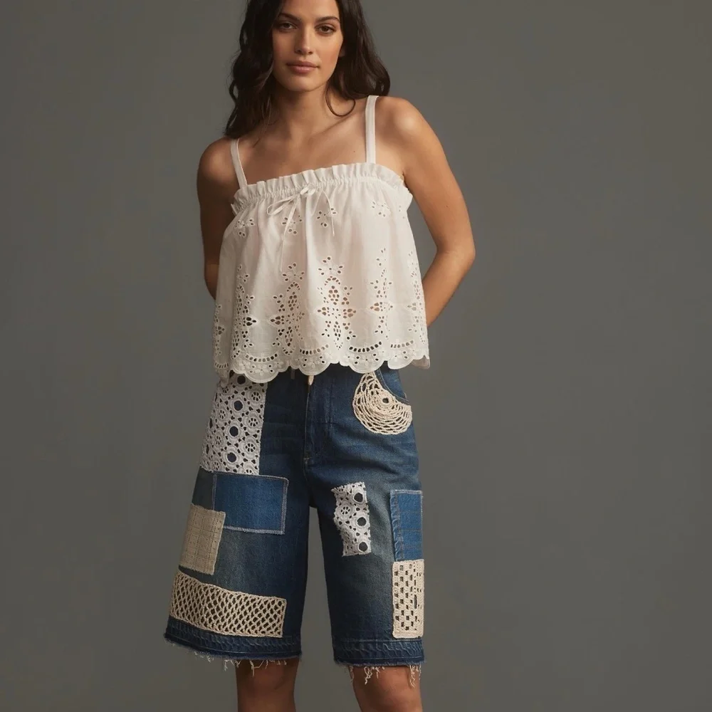 NWT Anthropologie Maeve Eyelet Babydoll Tank Ivory XL - Picture 5 of 5